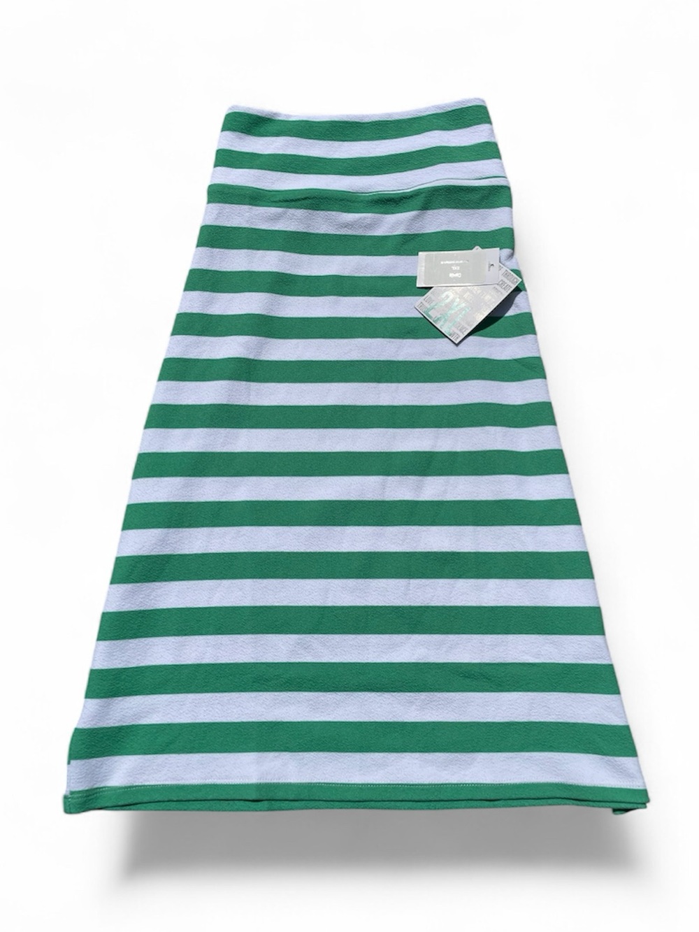 3/$30 LuLaRoe Green and Light White Striped ‘Cassie’ Skirt